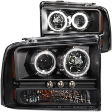 Load image into Gallery viewer, ANZO 2005-2007 Ford Excursion Projector Headlights w/ Halo Black w/ LED Strip (CCFL) 1pc