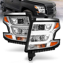 Load image into Gallery viewer, ANZO 2015-2020 Chevy Tahoe Projector Headlights Plank Style Chrome w/DRL