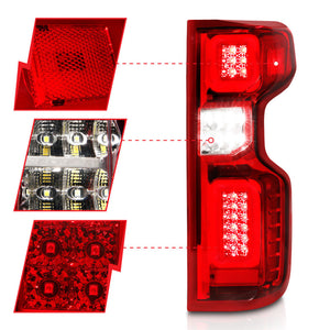 Anzo 19-21 Chevy Silverado Full LED Tailights Chrome Housing Red/Clear Lens G2 (w/C Light Bars)