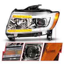 Load image into Gallery viewer, ANZO 11-13 Jeep Grand Cherokee (Factory Halogen Only) Projector Headlights w/Light Bar Swchbk Chrome