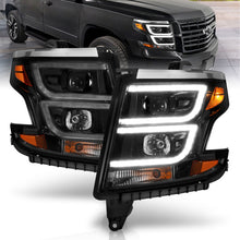 Load image into Gallery viewer, ANZO 2015-2020 Chevy Tahoe Projector Headlights Plank Style Black w/DRL