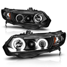 Load image into Gallery viewer, ANZO 2006-2011 Honda Civic Projector Headlights w/ Halo Black (CCFL)