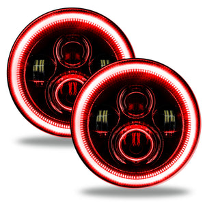 Oracle 7in High Powered LED Headlights - Black Bezel - Red