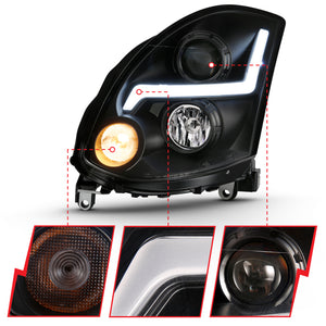 ANZO 2003-2007 Infiniti G35 Projector Headlight Plank Style Black (HID Compatible, No HID Kit )