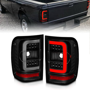 ANZO 01-11 Ford Ranger LED Taillights - Black Housing w/ Smoke Lens & Light Bar