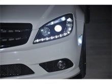Load image into Gallery viewer, Spyder Mercedes Benz C-Class 08-11 Projector Headlights Halogen - DRL Blk PRO-YD-MBW20408-DRL-BK