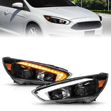 Load image into Gallery viewer, ANZO 15-18 Ford Focus Projector Headlights - w/ Light Bar Switchback Black Housing