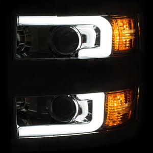 ANZO Projector Headlights 15-17 Chevrolet Silverado 2500HD / 3500HD Chrome w/ Chrome Rim