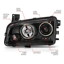 Load image into Gallery viewer, ANZO 2006-2010 Dodge Charger Projector Headlights w/ Halo Chrome (CCFL)