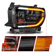 Load image into Gallery viewer, ANZO 2014-2021 Toyota Tundra LED Crystal Headlights w/ Switchback Black Housing w/ DRL