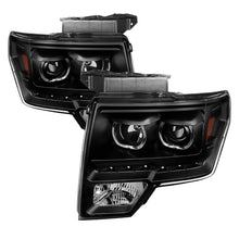 Load image into Gallery viewer, Xtune Ford F150 09-14 Projector Headlights Halogen Model Only LED Halo Black PRO-JH-FF15009-CFB-BK