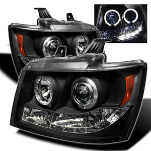 Spyder Chevy Suburban 1500 07-14 Projector Headlights LED Halo LED Blk PRO-YD-CSUB07-HL-BK