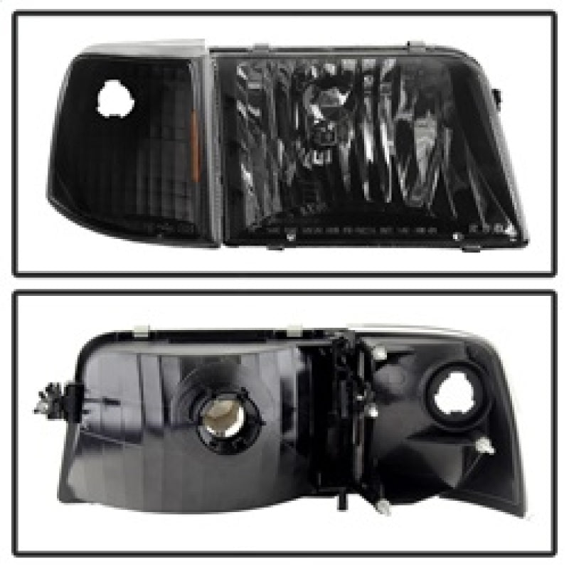 Xtune Ford Ranger 93-97 Crystal Headlights w/ Corner Lights 4pcs Sets Black  HD-JH-FR93-SET-BK