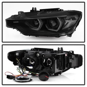 Spyder 12-14 BMW F30 3 Series 4DR Projector Headlights - LED DRL - Blk Smoke PRO-YD-BMWF3012-DRL-BSM