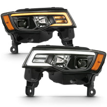 Load image into Gallery viewer, ANZO 2017-2018 Jeep Grand Cherokee Projector Headlights w/ Plank Style Switchback - Black w/ Amber