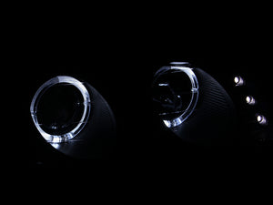 ANZO 1997-1999 Mitsubishi Eclipse Projector Headlights w/ Halo Black G2