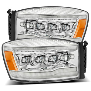 AlphaRex 06-08 Dodge Ram 1500HD NOVA LED Proj Headlights Plank Style Blk w/Seq Signal/DRL/Amber LED