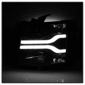 Spyder Chevy Silverado 1500 07-13 Version 3 Projector Headlights - Black PRO-YD-CS07V3-LBDRL-BK