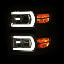 Load image into Gallery viewer, ANZO 14-15 Chevrolet Silverado 1500 Projector Headlights w/ Plank Style Switchback Chrome w/ Amber