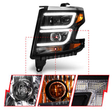 Load image into Gallery viewer, ANZO 2015-2020 Chevy Tahoe Projector Headlights Plank Style Black w/DRL