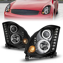 Load image into Gallery viewer, ANZO 2003-2007 Infiniti G35 Projector Headlights w/ Halo Black (CCFL) (HID Compatible)