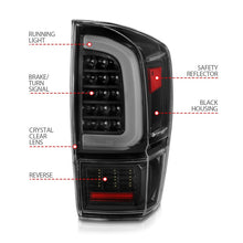 Load image into Gallery viewer, ANZO 16-21 Toyota Tacoma LED Tail Lights - w/ Light Bar Sequential Black Housing &amp; Clear Lens