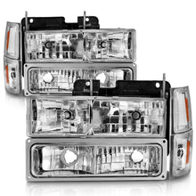Load image into Gallery viewer, ANZO 88-98 Chevrolet C1500 Crystal Headlights Chrome w/ Signal and Side Marker Lights