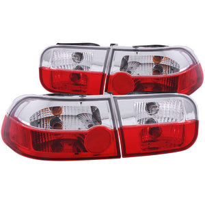 ANZO 1992-1995 Honda Civic Taillights Red/Clear